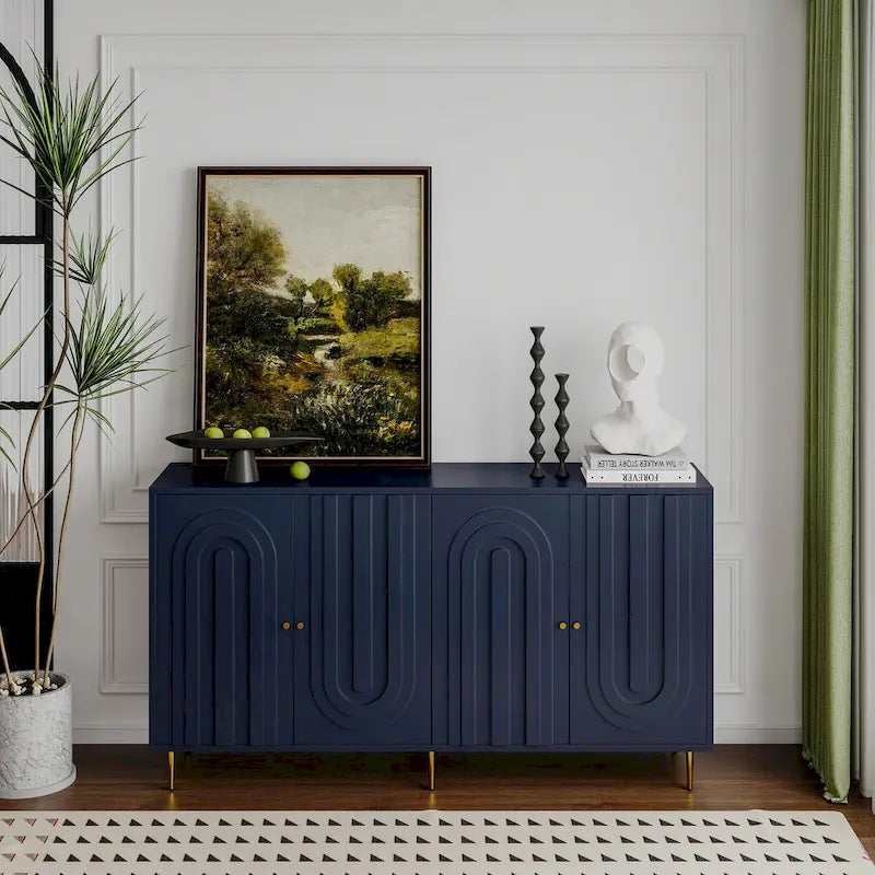 Aparador bufé moderno de madera lacada con 4 puertas