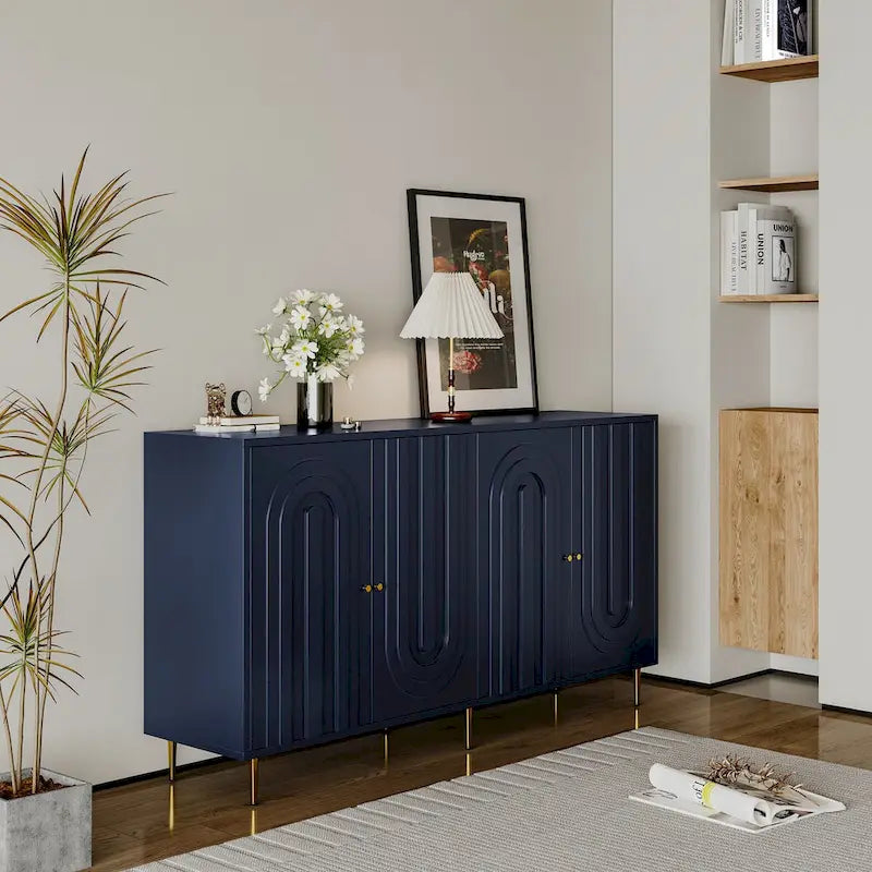Aparador bufé moderno de madera lacada con 4 puertas