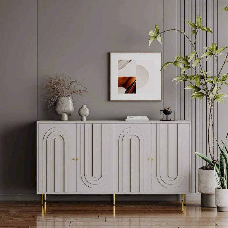 Aparador bufé moderno de madera lacada con 4 puertas
