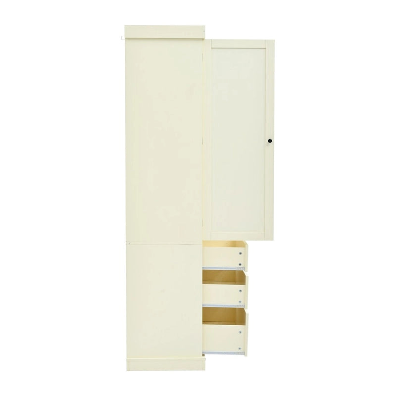 Alacena de cocina de 77 pulgadas, armario alto independiente con 3 estantes ajustables, 8 estantes en la puerta, 3 cajones