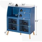 Aparador azul con puertas de cristal