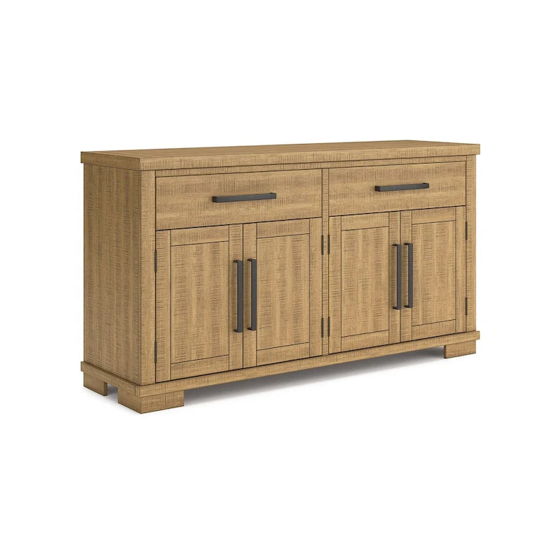Desserte de salle à manger marron rustique avec armoire à 4 portes et 2 tiroirs — 167,3 cm L x 48,3 cm P x 91,7 cm H