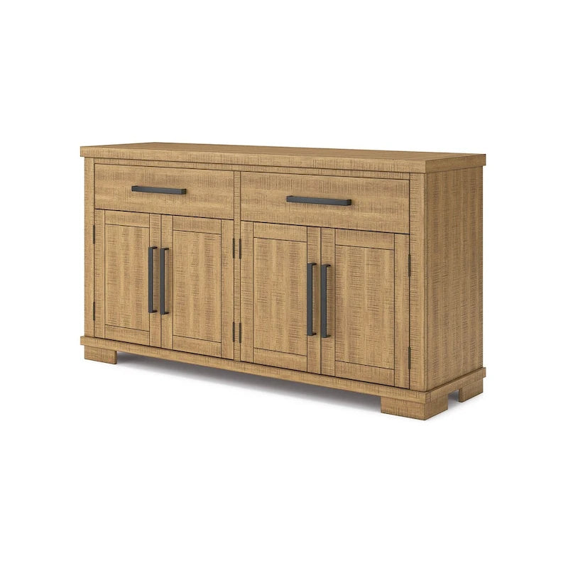 Desserte de salle à manger marron rustique avec armoire à 4 portes et 2 tiroirs — 167,3 cm L x 48,3 cm P x 91,7 cm H