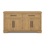 Aparador de comedor rústico marrón con armario de 4 puertas y 2 cajones — 65.88"An. x 19"Prof. x 36.13"Al.