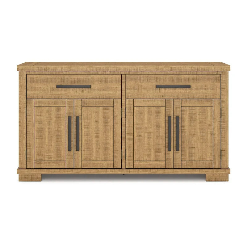 Desserte de salle à manger marron rustique avec armoire à 4 portes et 2 tiroirs — 167,3 cm L x 48,3 cm P x 91,7 cm H