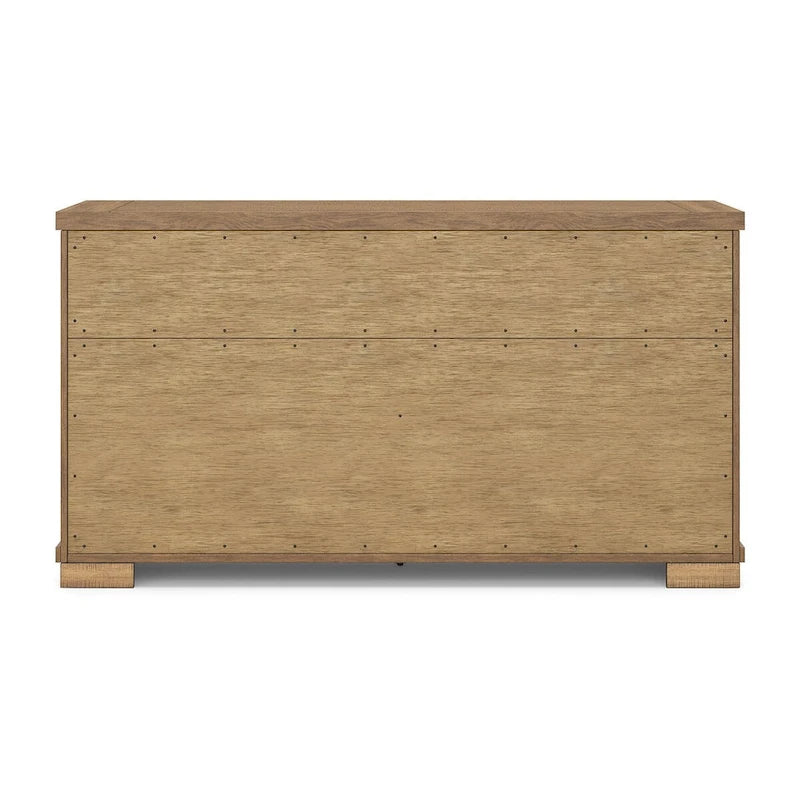 Aparador de comedor rústico marrón con armario de 4 puertas y 2 cajones — 65.88"An. x 19"Prof. x 36.13"Al.