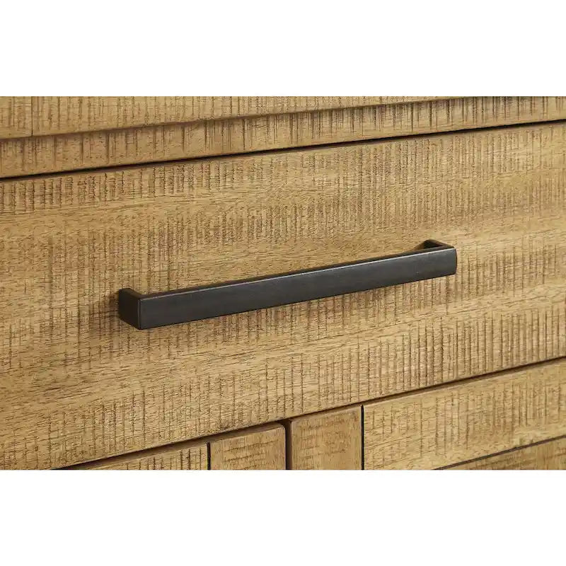 Aparador de comedor rústico marrón con armario de 4 puertas y 2 cajones — 65.88"An. x 19"Prof. x 36.13"Al.