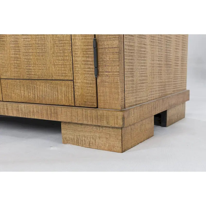 Aparador de comedor rústico marrón con armario de 4 puertas y 2 cajones — 65.88"An. x 19"Prof. x 36.13"Al.