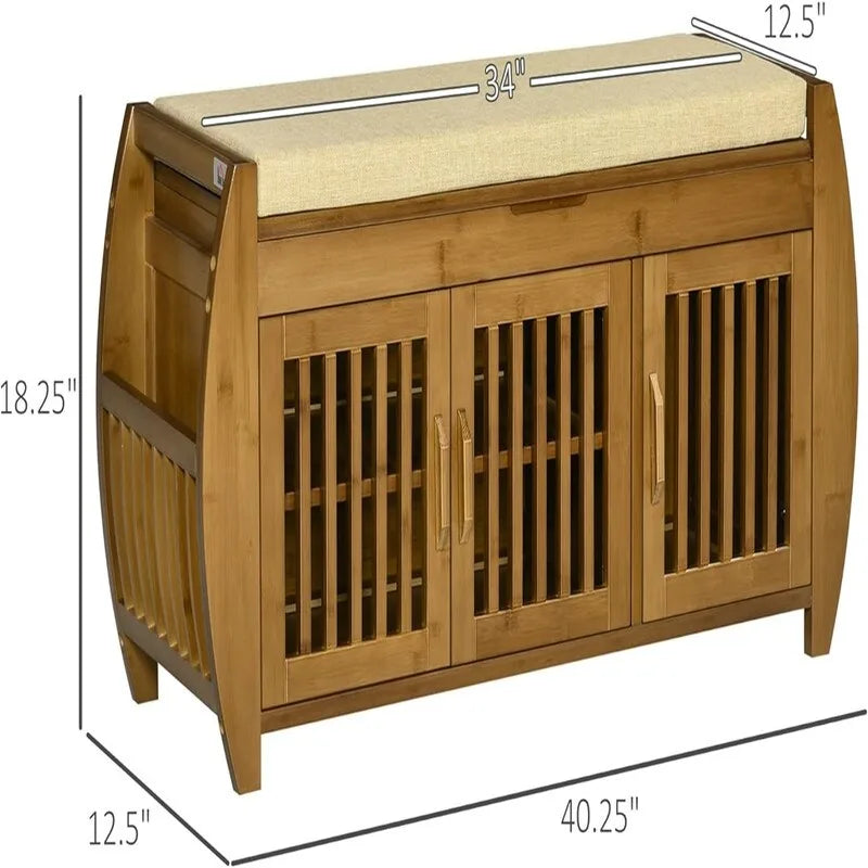 Banco zapatero con armarios de almacenaje - 12.5D x 40.25W x 18.25H