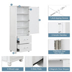 Armario de almacenamiento independiente con dos cajones y estante ajustable