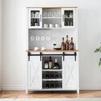 Vitrina para vinos estilo rústico de 42.5 pulgadas con puerta corrediza de granero - 15.7D x 42.5W x 69.6H
