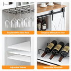 Vitrina para vinos estilo rústico de 42.5 pulgadas con puerta corrediza de granero - 15.7D x 42.5W x 69.6H
