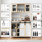 Vitrina para vinos estilo rústico de 42.5 pulgadas con puerta corrediza de granero - 15.7D x 42.5W x 69.6H