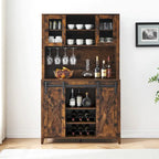 Vitrina para vinos estilo rústico de 42.5 pulgadas con puerta corrediza de granero - 15.7D x 42.5W x 69.6H