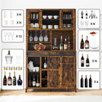 Vitrina para vinos estilo rústico de 42.5 pulgadas con puerta corrediza de granero - 15.7D x 42.5W x 69.6H