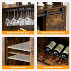 Vitrina para vinos estilo rústico de 42.5 pulgadas con puerta corrediza de granero - 15.7D x 42.5W x 69.6H