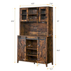 Vitrina para vinos estilo rústico de 42.5 pulgadas con puerta corrediza de granero - 15.7D x 42.5W x 69.6H