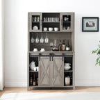 Vitrina para vinos estilo rústico de 42.5 pulgadas con puerta corrediza de granero - 15.7D x 42.5W x 69.6H