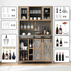Vitrina para vinos estilo rústico de 42.5 pulgadas con puerta corrediza de granero - 15.7D x 42.5W x 69.6H