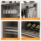 Vitrina para vinos estilo rústico de 42.5 pulgadas con puerta corrediza de granero - 15.7D x 42.5W x 69.6H