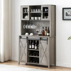 Vitrina para vinos estilo rústico de 42.5 pulgadas con puerta corrediza de granero - 15.7D x 42.5W x 69.6H