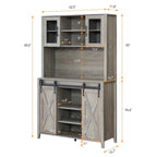 Vitrina para vinos estilo rústico de 42.5 pulgadas con puerta corrediza de granero - 15.7D x 42.5W x 69.6H