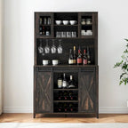 Vitrina para vinos estilo rústico de 42.5 pulgadas con puerta corrediza de granero - 15.7D x 42.5W x 69.6H
