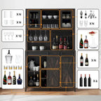 Vitrina para vinos estilo rústico de 42.5 pulgadas con puerta corrediza de granero - 15.7D x 42.5W x 69.6H