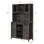 Vitrina para vinos estilo rústico de 42.5 pulgadas con puerta corrediza de granero - 15.7D x 42.5W x 69.6H