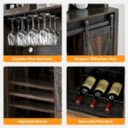 Vitrina para vinos estilo rústico de 42.5 pulgadas con puerta corrediza de granero - 15.7D x 42.5W x 69.6H