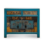 Artissance Floral Cabinet Antique Indigo With two Drawers 38X16X33H - 16 L x 38.5 W x 33 H