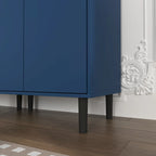 Mueble alto expositor con 2 puertas de cristal y 2 puertas, despensa de cocina alta con tiradores dorados