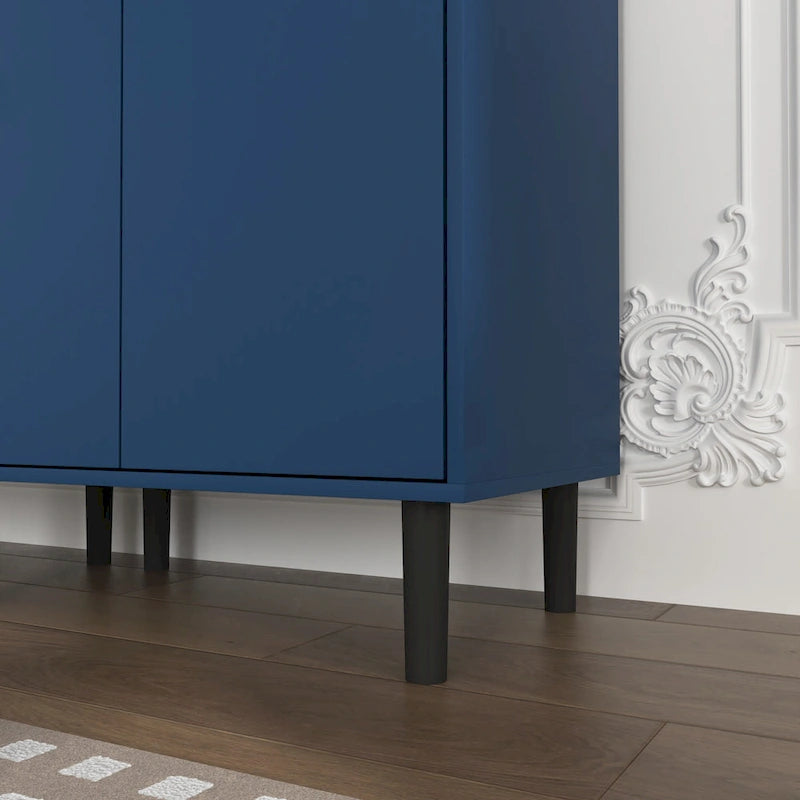 Mueble alto expositor con 2 puertas de cristal y 2 puertas, despensa de cocina alta con tiradores dorados