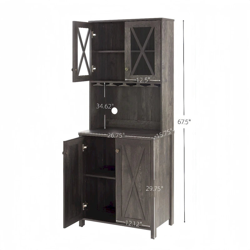 Meuble de bar pour l'alcool et les verres, Meuble de cuisine avec casier à vin