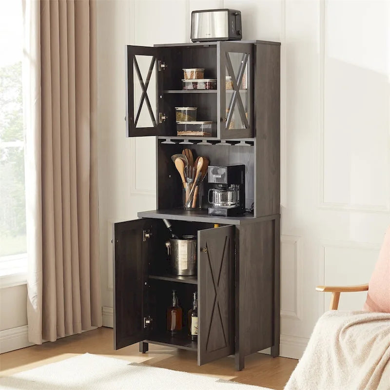 Meuble de bar pour l'alcool et les verres, Meuble de cuisine avec casier à vin