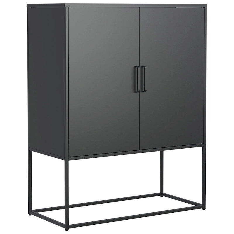 Meuble de rangement en acier avec étagères réglables, Armoire d'appoint autoportante avec portes magnétiques, Buffet robuste