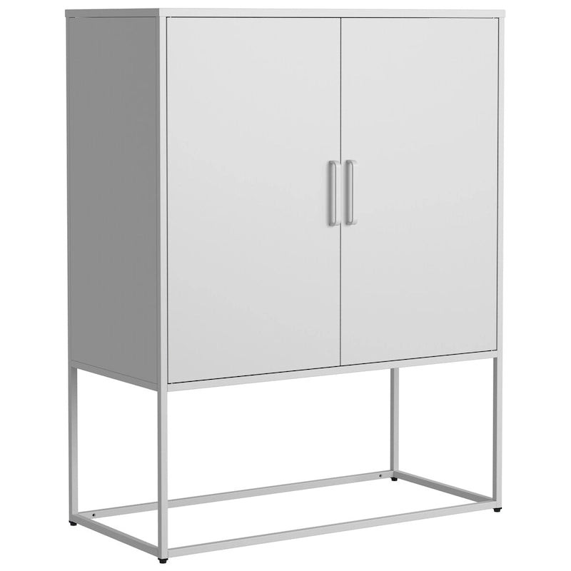 Meuble de rangement en acier avec étagères réglables, Armoire d'appoint autoportante avec portes magnétiques, Buffet robuste