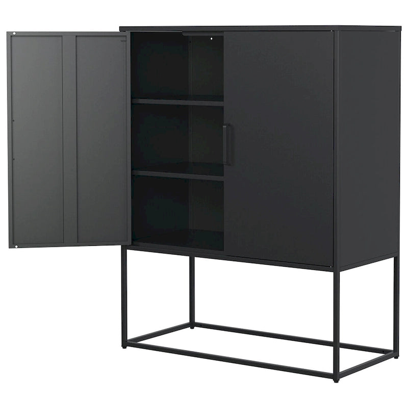 Meuble de rangement en acier avec étagères réglables, Armoire d'appoint autoportante avec portes magnétiques, Buffet robuste