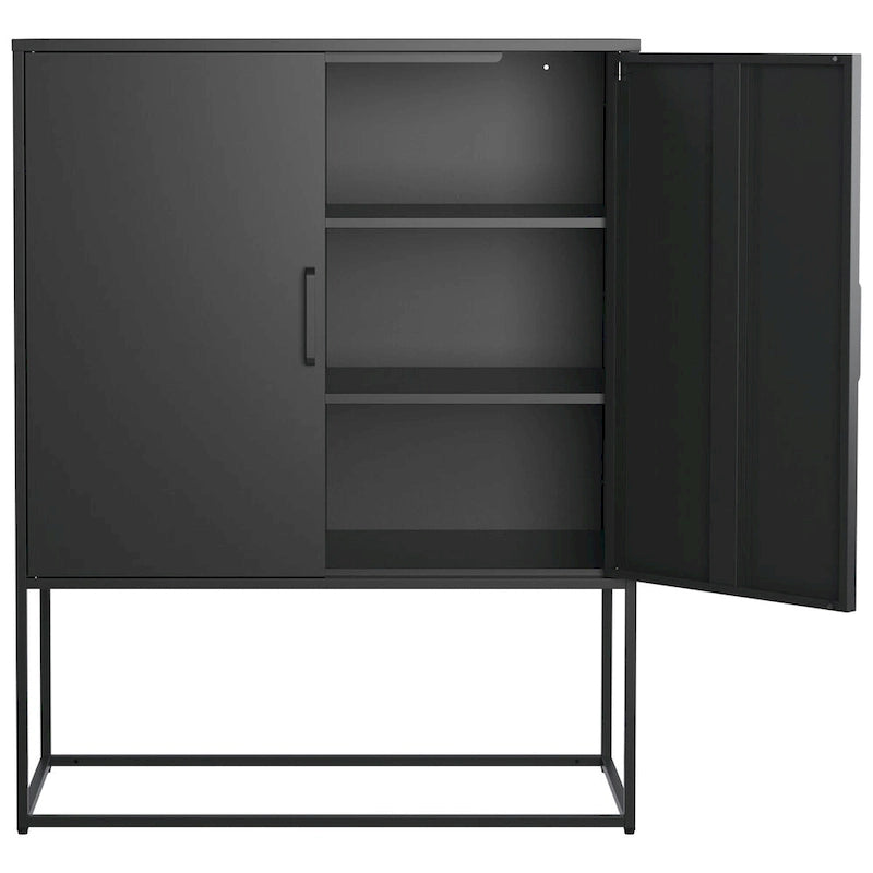 Meuble de rangement en acier avec étagères réglables, Armoire d'appoint autoportante avec portes magnétiques, Buffet robuste