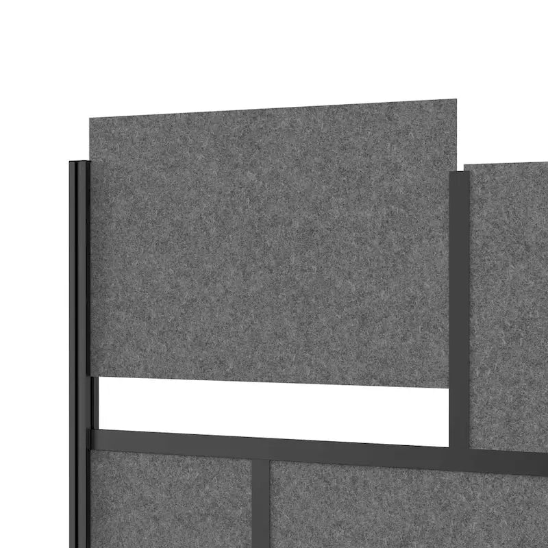 Sistema de pared divisoria modular — Marco negro, pared inicial de 70x70, paneles anchos