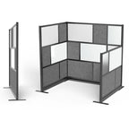 Sistema de pared divisoria modular — Marco negro, pared inicial de 70x70, paneles anchos
