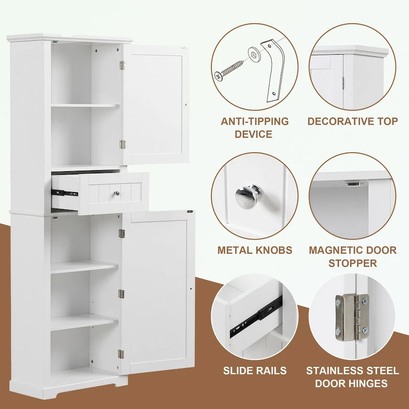 Armario de almacenamiento para baño con cajón y estante ajustable