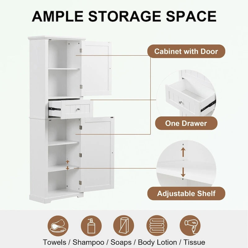 Armario de almacenamiento para baño con cajón y estante ajustable