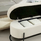 Otomana de almacenamiento, banco de dormitorio, otomana de almacenamiento de tela tapizada con bisagra de seguridad, reposapiés acolchado para entrada