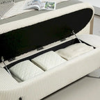 Otomana de almacenamiento, banco de dormitorio, otomana de almacenamiento de tela tapizada con bisagra de seguridad, reposapiés acolchado para entrada