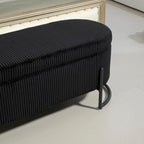 Otomana de almacenamiento, banco de dormitorio, otomana de almacenamiento de tela tapizada con bisagra de seguridad, reposapiés acolchado para entrada